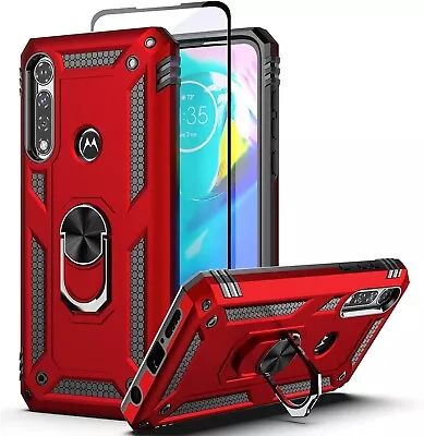 Moto G Power Case + Tempered Glass Shockproof Military Grade With Rotating Ring • $17.95