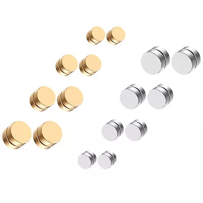 4 Pairs Men Women Stainless Steel Fake Gauge Magnetic Fake Stud Earrings 6-12mm • $11.39