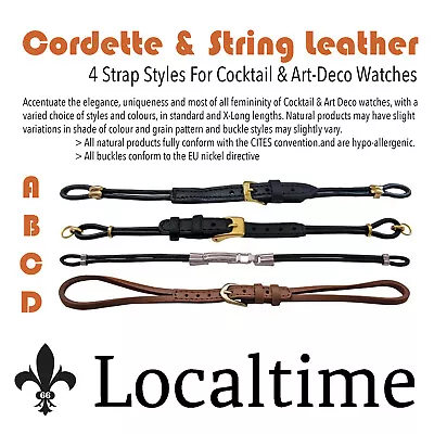 Cordette String Leather Range Lady Ladies Cocktail Art Deco Watch Strap 4 Styles • £35.94