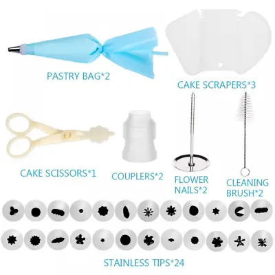 36 Pc Set NOZZLE BOX Cake Baking Decorating Kit Tools Piping Tips  Icing Bags • £9.55