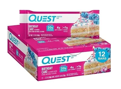 Quest Nutrition Birthday Cake Protein Bar High Protein Keto Friendly 12 Count • $40