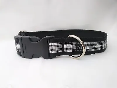 Menzies Tartan Black & White Scottish Dog Collar Or Set S M L Handmade • £7.49