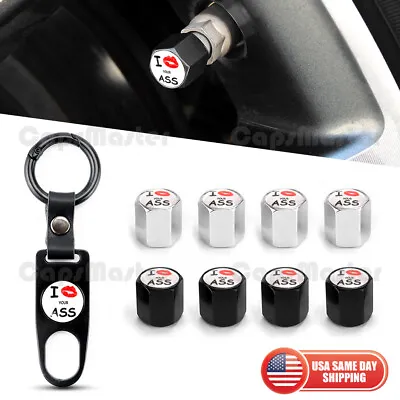 Universal Car Wheels Tire Valve Dust Stem Air Cap Keychain I Love Your Ass Logo • $9.99