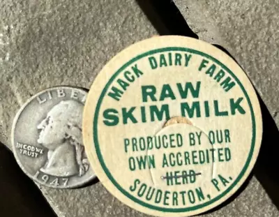 Mack Dairy Farm Milk Cap Dairy Top Souderton Pa.  Montgomery County Pennsylvania • $44.88