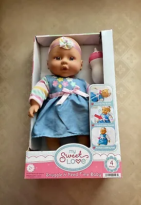 Baby Doll W/ Sound -My Sweet Love SNUGGLE & FEED TIME BABY 12  Doll Toy -Denim • $10.50