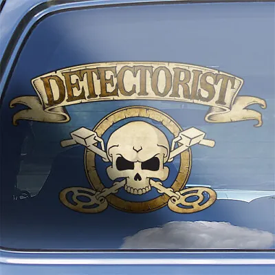 Metal Detector Crossbones Decal - Treasure Hunt Detectorist Skull Badge Sticker • $7.45