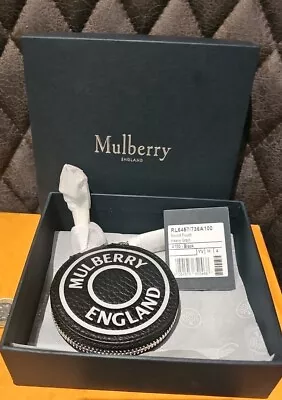 Mulberry Black Round Heavy Grain Leather Zip Around Pouch Coin Purse Boxed Bnwt • £99.99