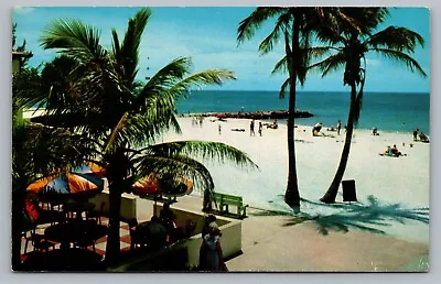 Sarasota FL Lido Beach Scene Restaurant Umbrellas People Florida Postcard Vtg F1 • £5.69