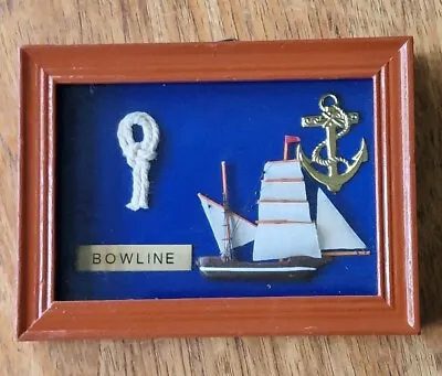 ' BOWLINE ' Nautical Sailing SHIP Rope Knot  Hanging Picture Size: 11 X 14.8 Cms • £8