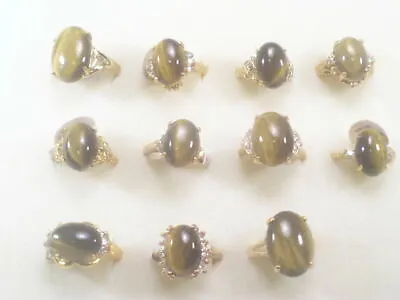 **** 11 Tiger Eye Rings Designer  Gemstone Gemstone Vintage Crystals  Lot  129 • $29.95