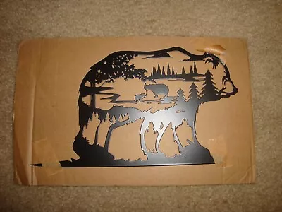 Black Metal Silhouette Of A Bear-Small 8 1/2 X 5 1/2-Wall Hanging-Cabin-Rustic • $14.99