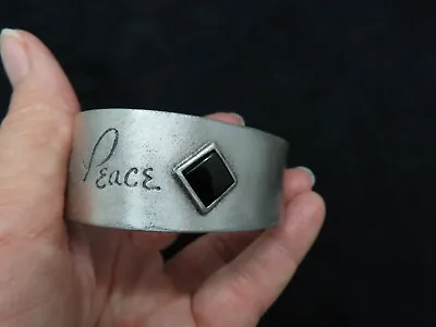 Vintage Silver Tone CHICO's PEACE Cuff Bracelet • $13.49