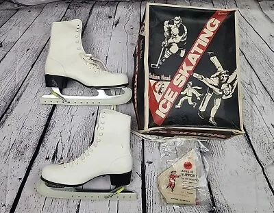 Vintage Indian Head Women's White Leather Figure Ice Skates Size 7 In Orig Box • $49.95
