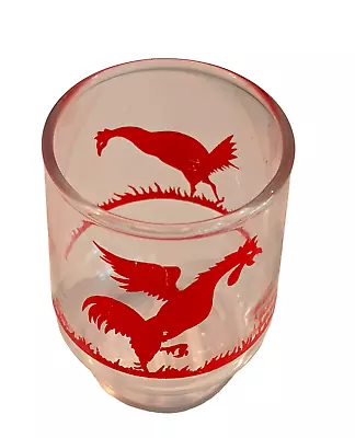 Vintage  Federal Glass Rooster & Chicken Juice Glass  Red Replacement Piece • $9