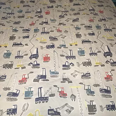 Pottery Barn Kids Jax Construction Twin Duvet Cover Crane Gray Blue Yellow • $32.99