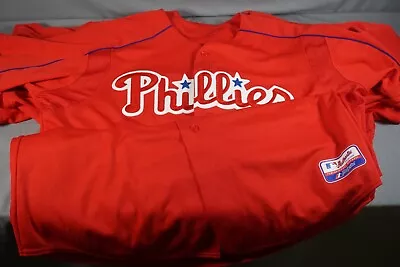 Lot 5 Vtg Majestic Authentic Phillies Jersey Red Baseball Dealer Lot Size 50 54 • $79
