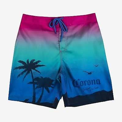 Men's 8.5  Elastic Board Corona Sunset Swim Shorts • $7.99