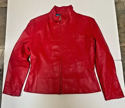 Marc Jacobs Red Leather Moto Jacket Size S • $47