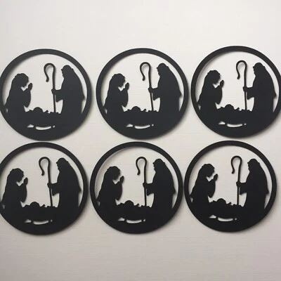 £1.75 • Buy 6 Round 'NATIVITY SCENE' Christmas Die Cut Card Toppers - Religious, Cardmaking