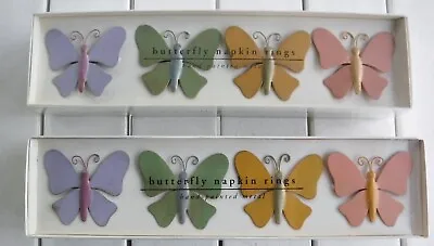 £22.28 • Buy BUTTERFLY Napkin Rings Pier 1 Imports Set Of 8 Hand Painted Metal - NIB