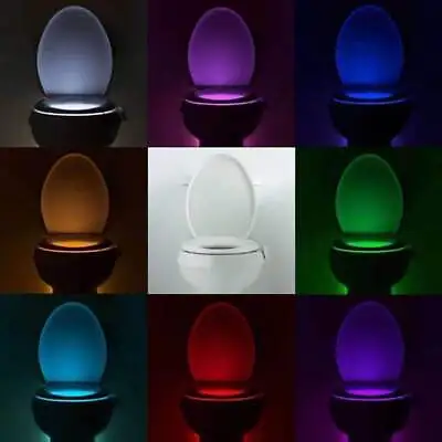 Toilet Night Light 8 Color LED Motion Activated Sensor Bathroom Bowl Seat Lamp • $13.99
