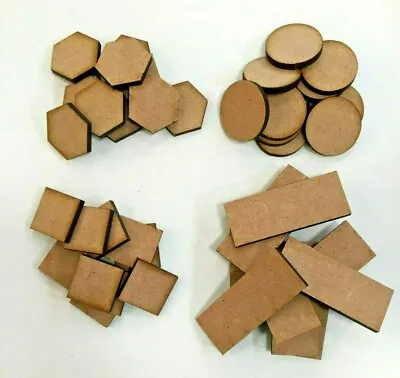 Mdf Bases War Games Role Playing Sets And Scenery Squares Rounds Ovals 2mm Mdf • £2.99