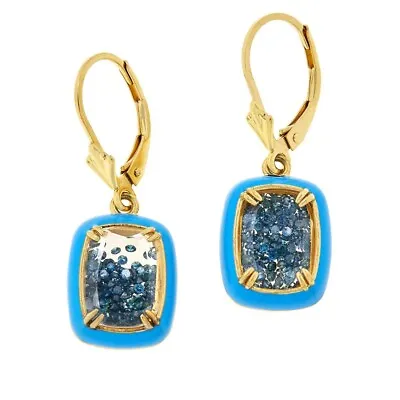 Colleen Lopez Goldtone Sterling Silver Blue Color Diamond Shaker Drop Earrings • $229