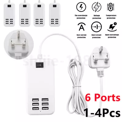 Multi 6-Ports USB Phone Charger Socket Fast Charging Station Adapter UK Plug • £23.99