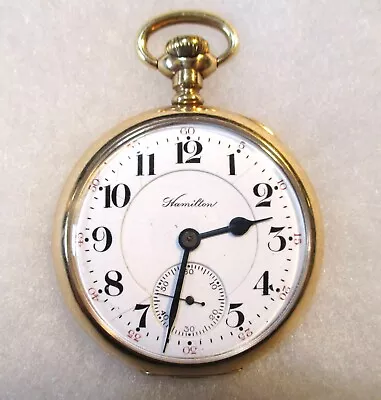 Gold Filled Hamilton Pocket Watch Serial #726979 21 Jewel Sz. 16s Working • $33