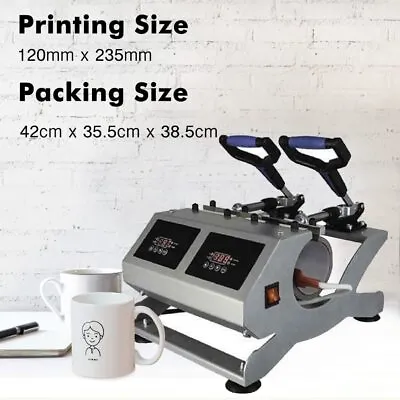£114.99 • Buy 2 IN 1  Mug Heat Press Machine Sublimation Double Station Cups Printing Machine 
