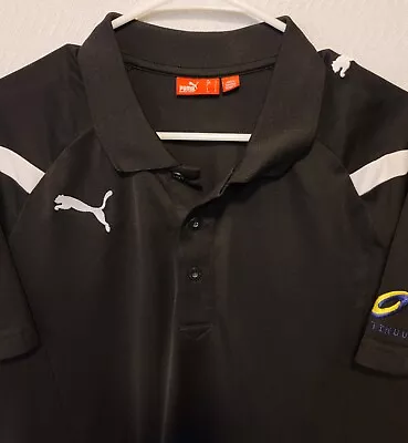 Puma Mens Black Golf Polo Shirt L Continuum Logo • $14.95