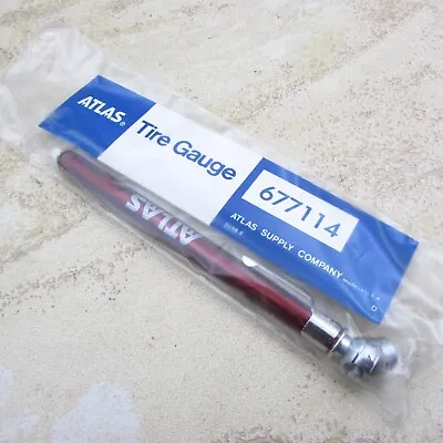 NEW Vintage Atlas Tire Gauge Pocket Clip Type 75 PSI 6  Long Made In USA • $8.95