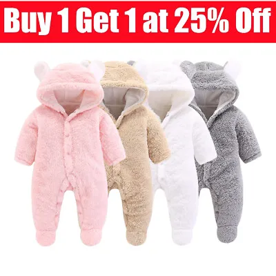 £9.39 • Buy Newborn Baby Boy Girl Kids Bear Hooded Romper Jumpsuit Outfit Clothes Outfits