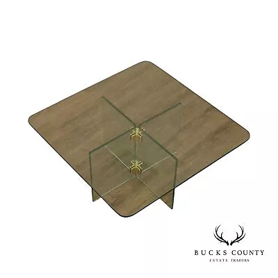 Leon Rosen For Pace Modern Glass Brass Coffee Table • $965