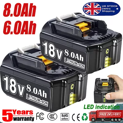 8.0Ah For Makita 18V Battery LXT Li-ion BL1850 BL1860 BL1830 BL1815 LED Cordless • £32.59