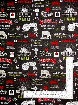 Farmall Farm Fabric Tractor Logo Farmhouse Print Concepts Cotton 18  Length • $5.95