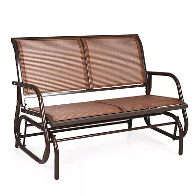 48  Outdoor Patio Swing Glider Bench Chair Loveseat Rocker Lounge Backyard Brown • $124.99
