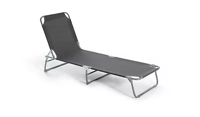 Habitat Folding Metal Sun Lounger - Charcoal • £39.79