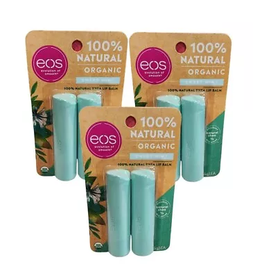 3x Eos 100% Natural Organic Lip Balm Chap Sweet Mint All Day Moisture 6 Sticks • $9.99