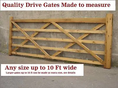 Five Bar Wooden Drive Quality Gate 10ft Or Made To Measure • £243