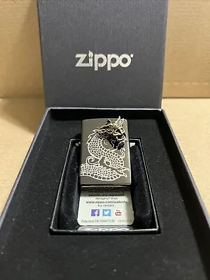Zippo Windproof Lighter Black Ice LIMITED 1000 3D Dragon Head 2014 NEW RARE • £199.40