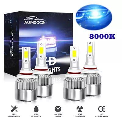 9005 9006 LED Headlights Kit Combo Bulbs Blue 8000K High Low Beam Super Bright • $36.99