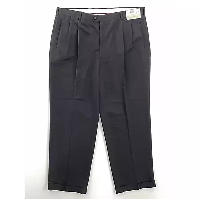 Louis Raphael Mens Dress Pants Black Comfort Pleated Cuffed 42x30.5 New • $39.99