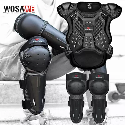 WOSAWE Kids Armor Protector Vest Dirt Bike Safety Gear Motocross Knee Guard Pads • $13.39