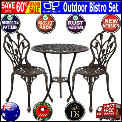Gardeon 3 Piece Outdoor Setting Chairs Table Bistro Set Patio Cast Aluminum • $177.75