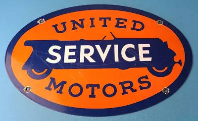 Vintage United Motors Service Porcelain Sign - Auto Chevy Gas Pump Sign • $145.47