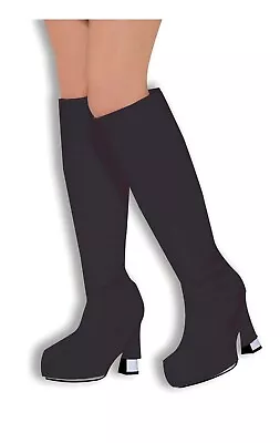 £4.79 • Buy LADIES GOGO 60's 70's HIPPY SHOE BOOT TOPS COVER FANCY DRESS COSTUME BLACK FD113