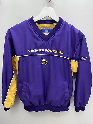 Vintage Kids Minnesota Vikings Nylon Pullover Jacket Reebok NFL On Field Size M • $17