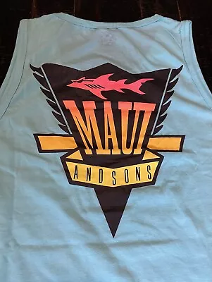 Maui And Sons Men's Tank Top XL Light Blue Monsoon Shark Logo New With Tags • $21.99