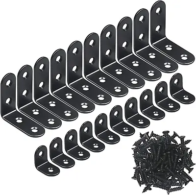 YAMASO 20PCS L Bracket Corner BracketBlack Small Right Angle Bracket For Wood • $10.28